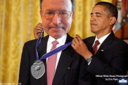  Receiving the 2011 Swollen Head Award from President Obama 